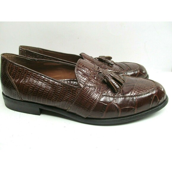 Stacy Adams Genuine Snake Full Strap Tassel Loafers Mens Brown Size US 11 M - Picture 2 of 9